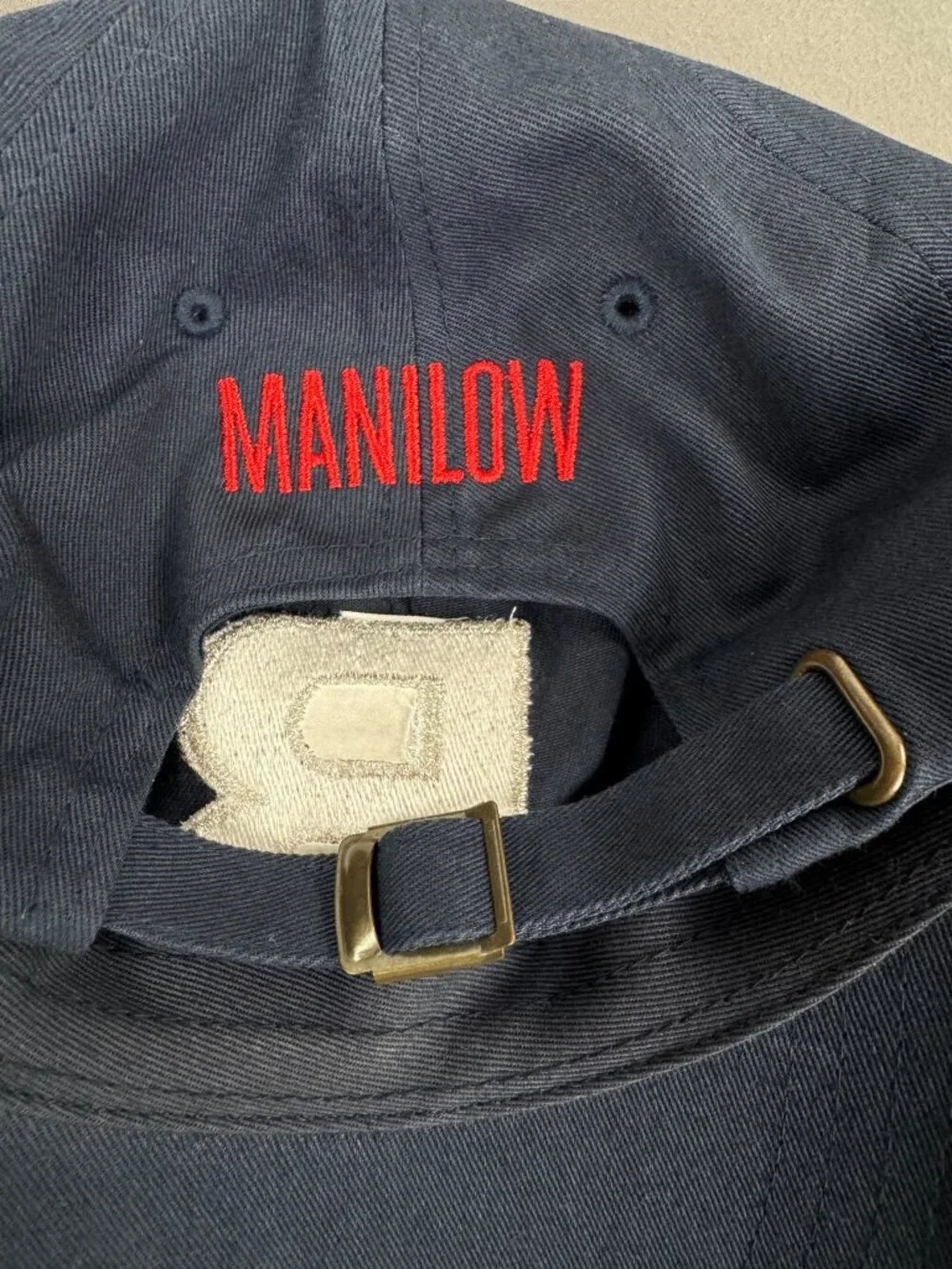 Barry Manilow B Logo Embroidered Navy Strapback Hat 100% Cotton Soft Rock
